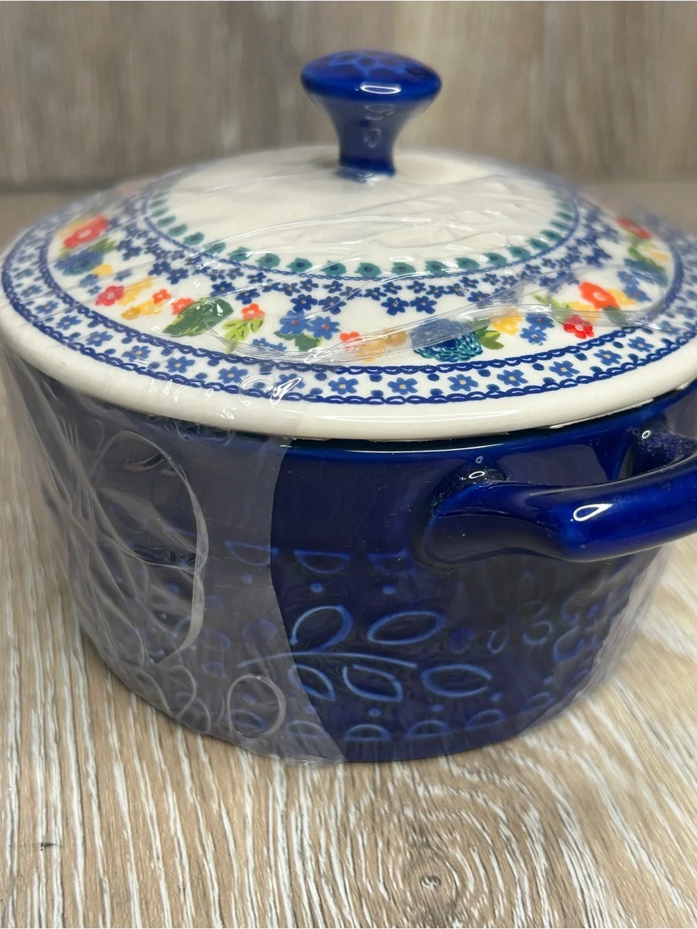 NWT Pioneer Woman Dazzling Dahlias Cobalt Mini Casserole Dish With Lid 14.4 oz⁠